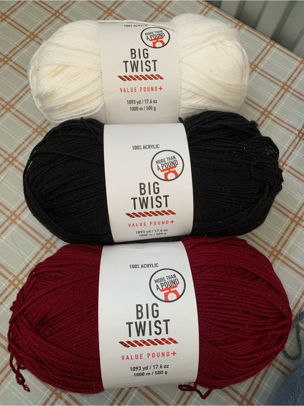 THREE Acrylic Yarn Skeins Huge Bundle Chunky SIZE 5-Bulky Crotchet Knitting